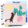 Figured’Art Cat Plays with Monstera painting by numbers 20x20