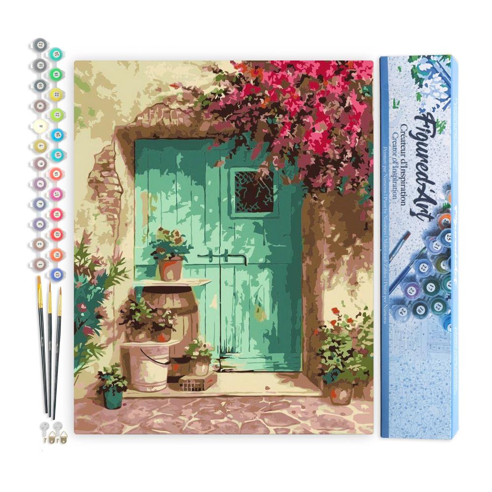 Figured’Art Green Door painting by numbers 40x50