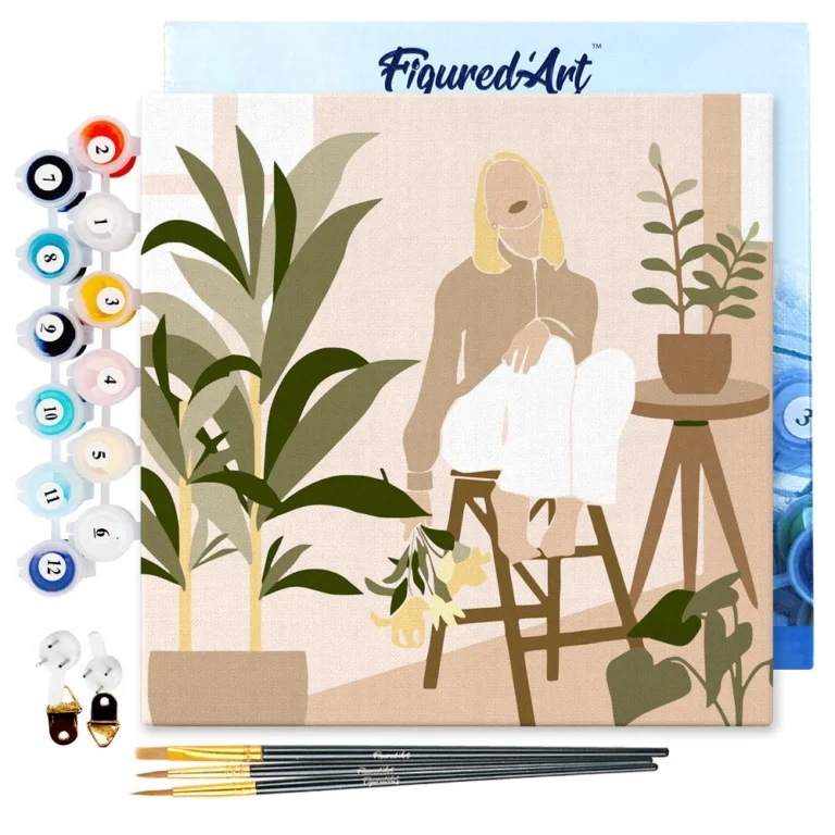 Figured’Art Woman in the Room with Plants painting by numbers 20x20