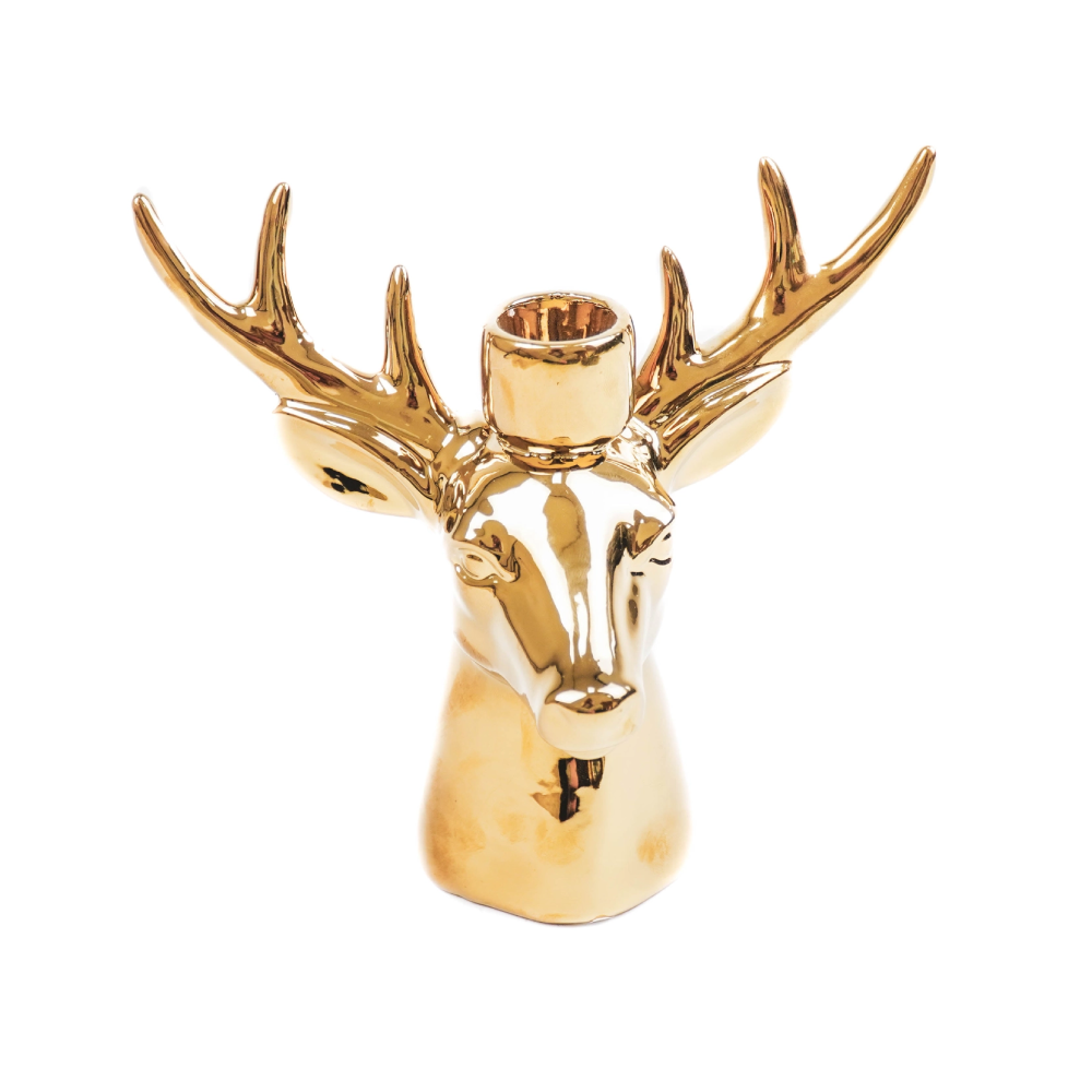 Housevitamin Reindeer ceramic candle holder gold