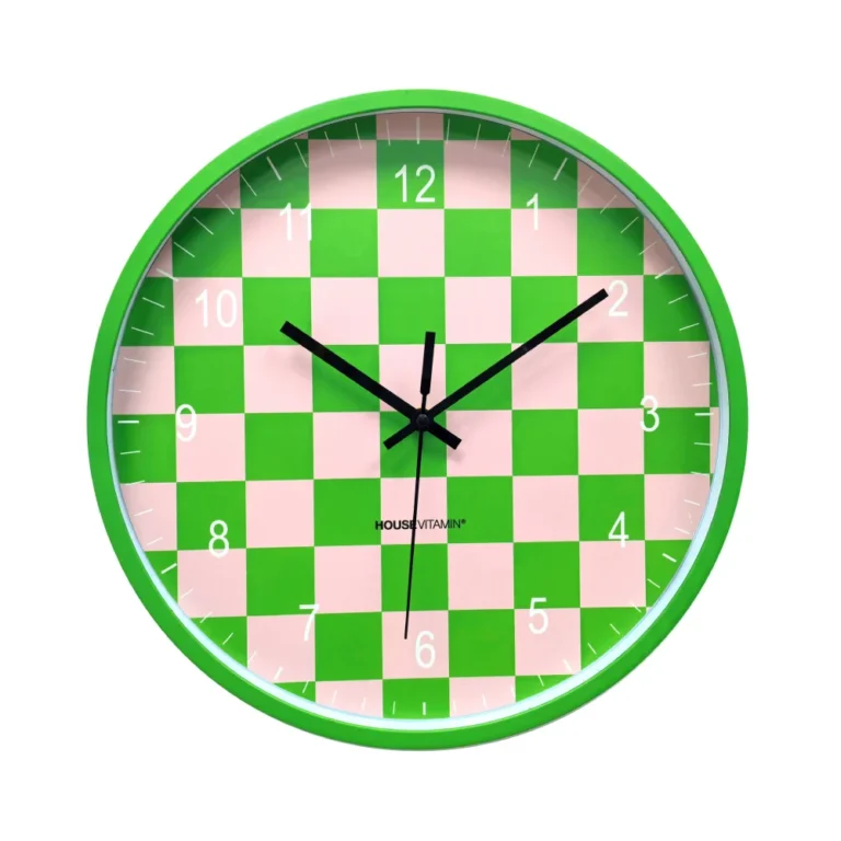 HOUSEVITAMIN Ρολόι Τοίχου Block Pattern Green/Pink