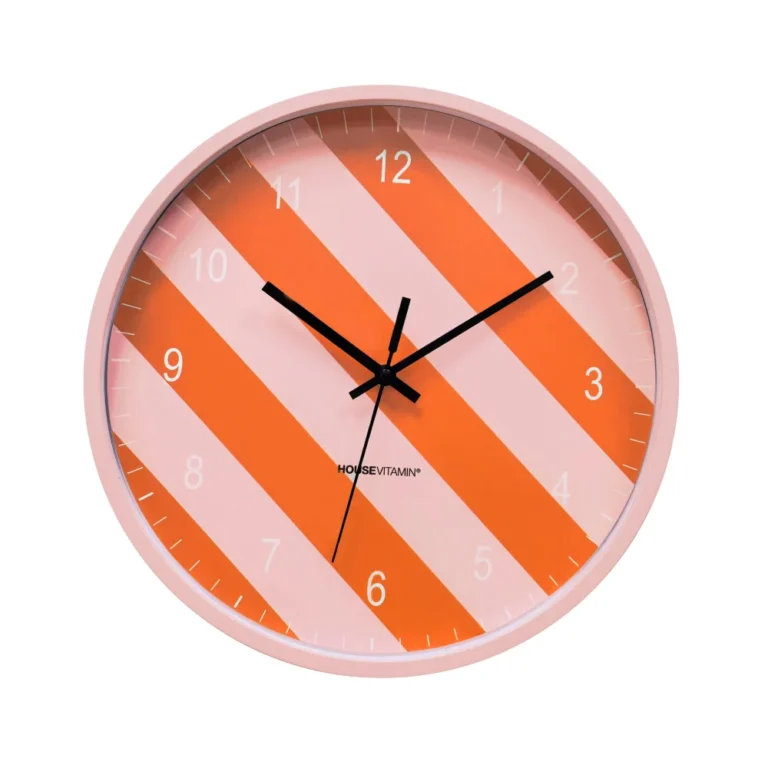 HOUSEVITAMIN Ρολόι Τοίχου Striped Pattern Orange Pink