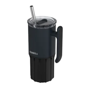 Quokka Θερμός Mug Stainless Steel 720ml Umi Black με Λαβή & Καλαμάκι