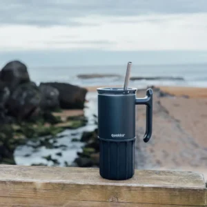 Quokka Θερμός Mug Stainless Steel 720ml Umi Black με Λαβή & Καλαμάκι