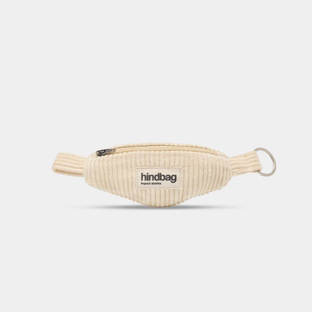 Hindbag Côme Beige corduroy keychain pouch