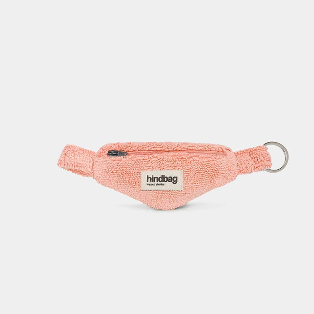 Hindbag Côme Coral Pink corduroy keychain pouch