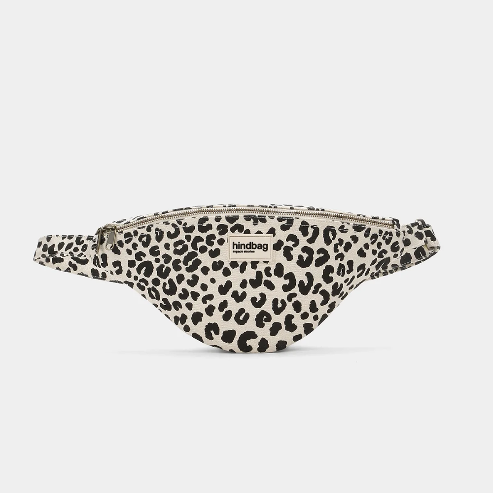 Hindbag Τσαντάκι Μέσης Large Sasha Leopard Off-white | Large Banana Bag από Οργανικό Βαμβάκι