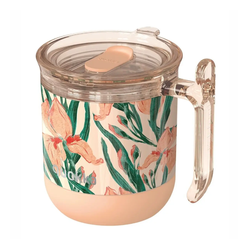 Quokka Steel Drop Safe Wave Peach Floral insulated mug 260ml