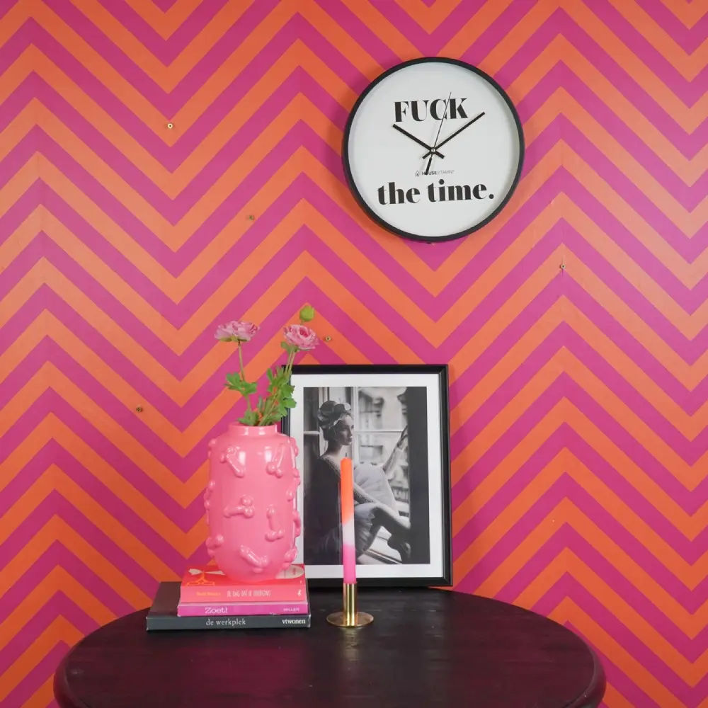 Ρολόι τοίχου Housevitamin Fuck the Time Black/White