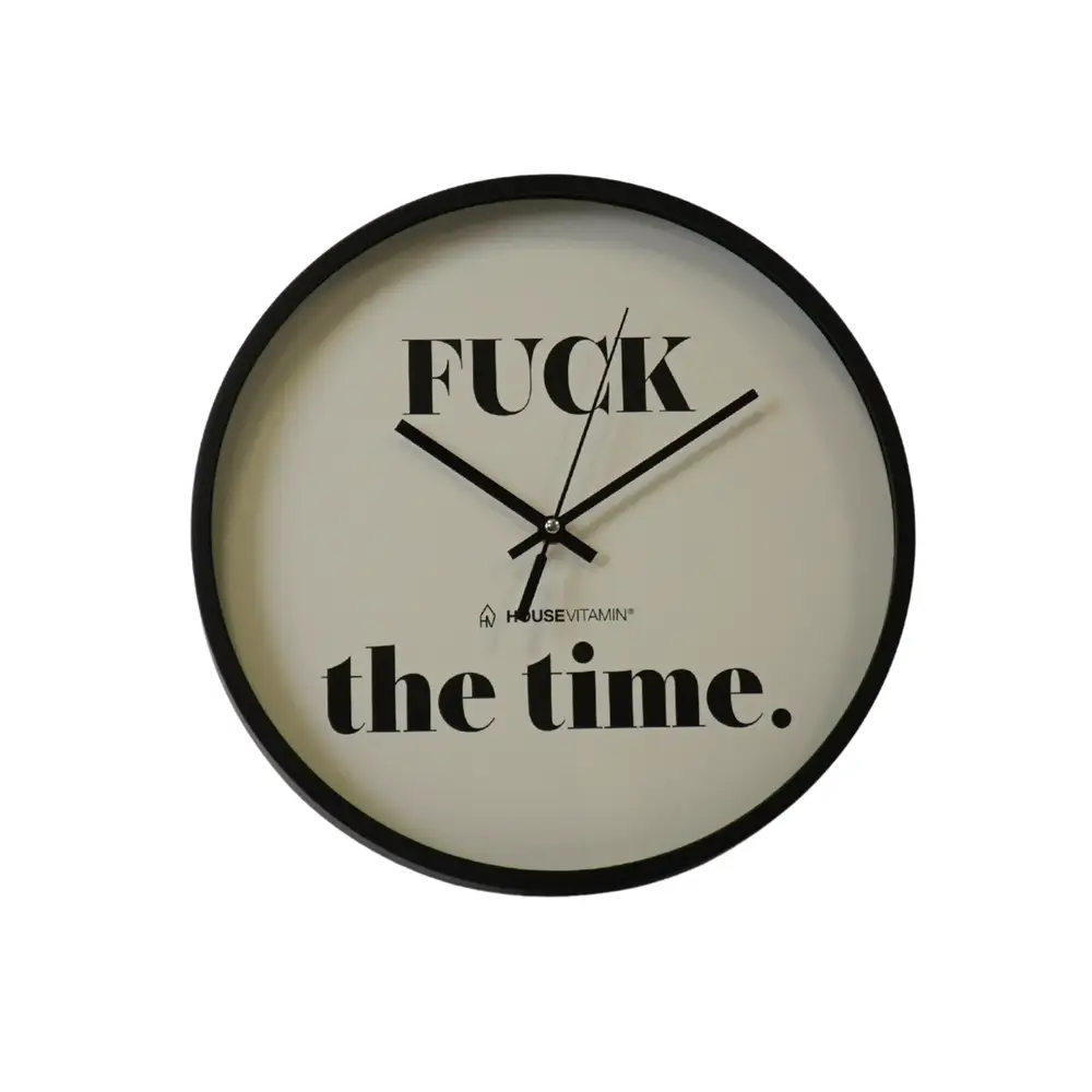 Ρολόι τοίχου Housevitamin Fuck the Time Black/White