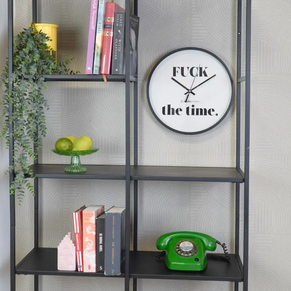 Ρολόι τοίχου Housevitamin Fuck the Time Black/White