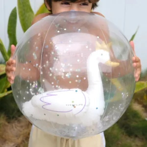 SUNNYLiFE Φουσκωτή Μπάλα Παραλίας 3D Princess Swan με Glitter